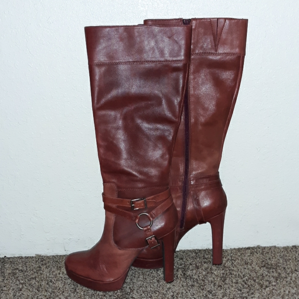 Gianni Bini Red Leather High Heel Boots